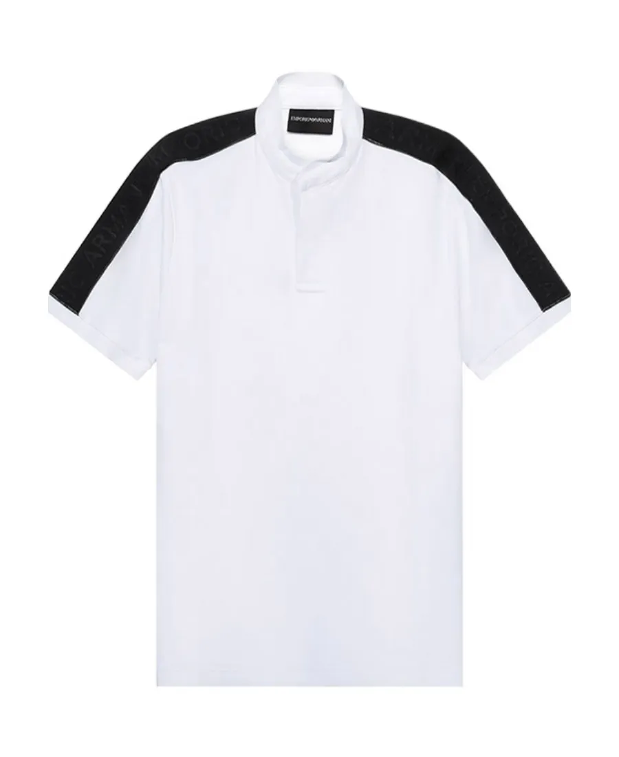 Logo-Trim Band-Collar Polo Shirt