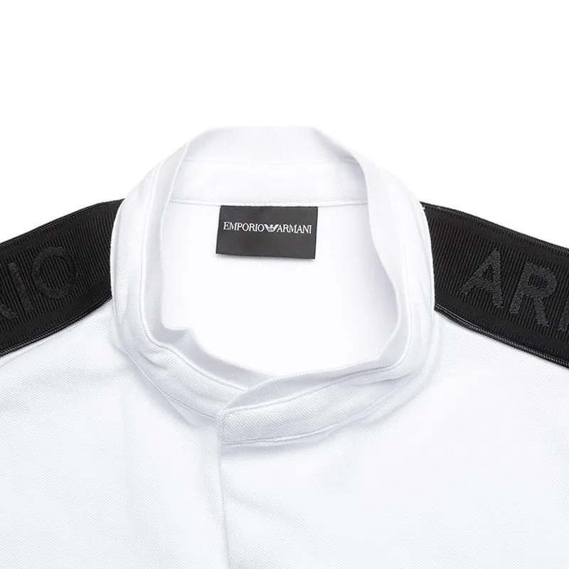 Logo-Trim Band-Collar Polo Shirt