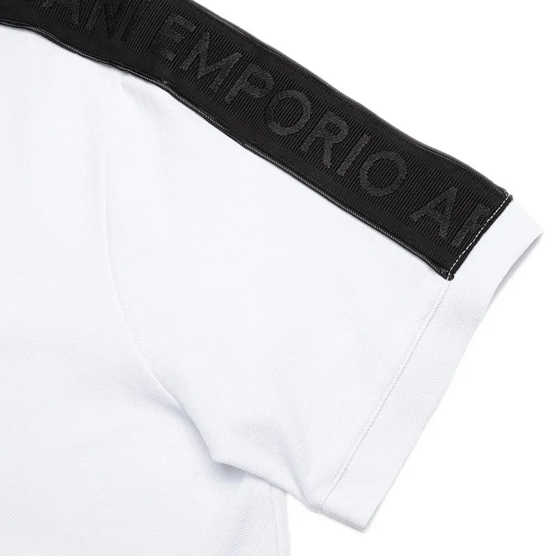 Logo-Trim Band-Collar Polo Shirt