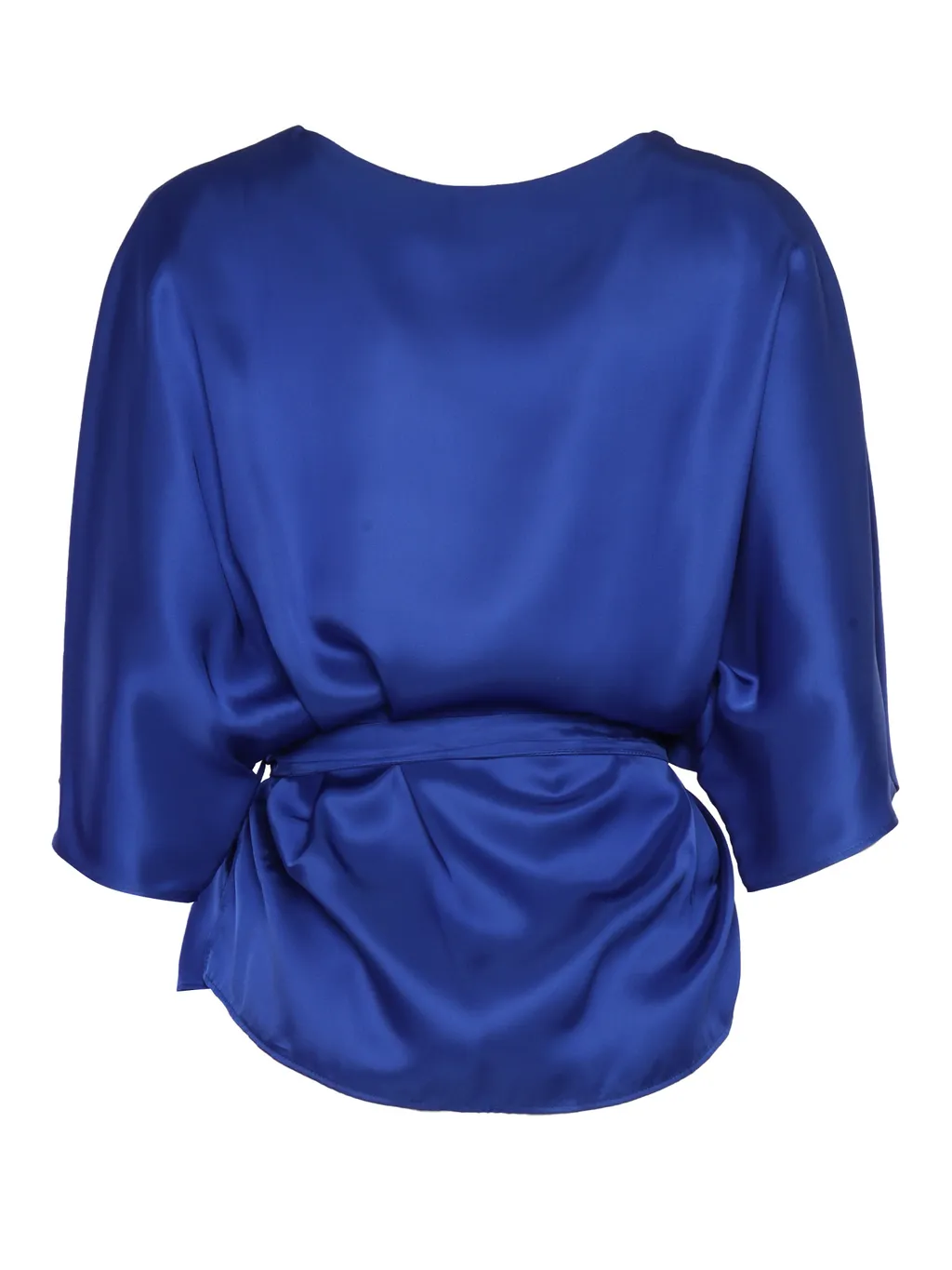 P.A.R.O.S.H. Tied-Waist Crewneck Satin Blouse