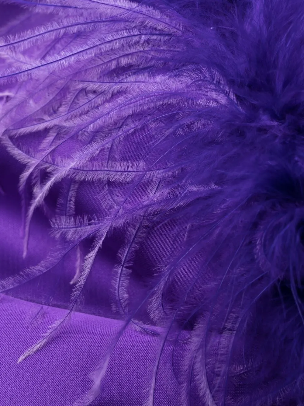 Feather-Trim Satin Dress