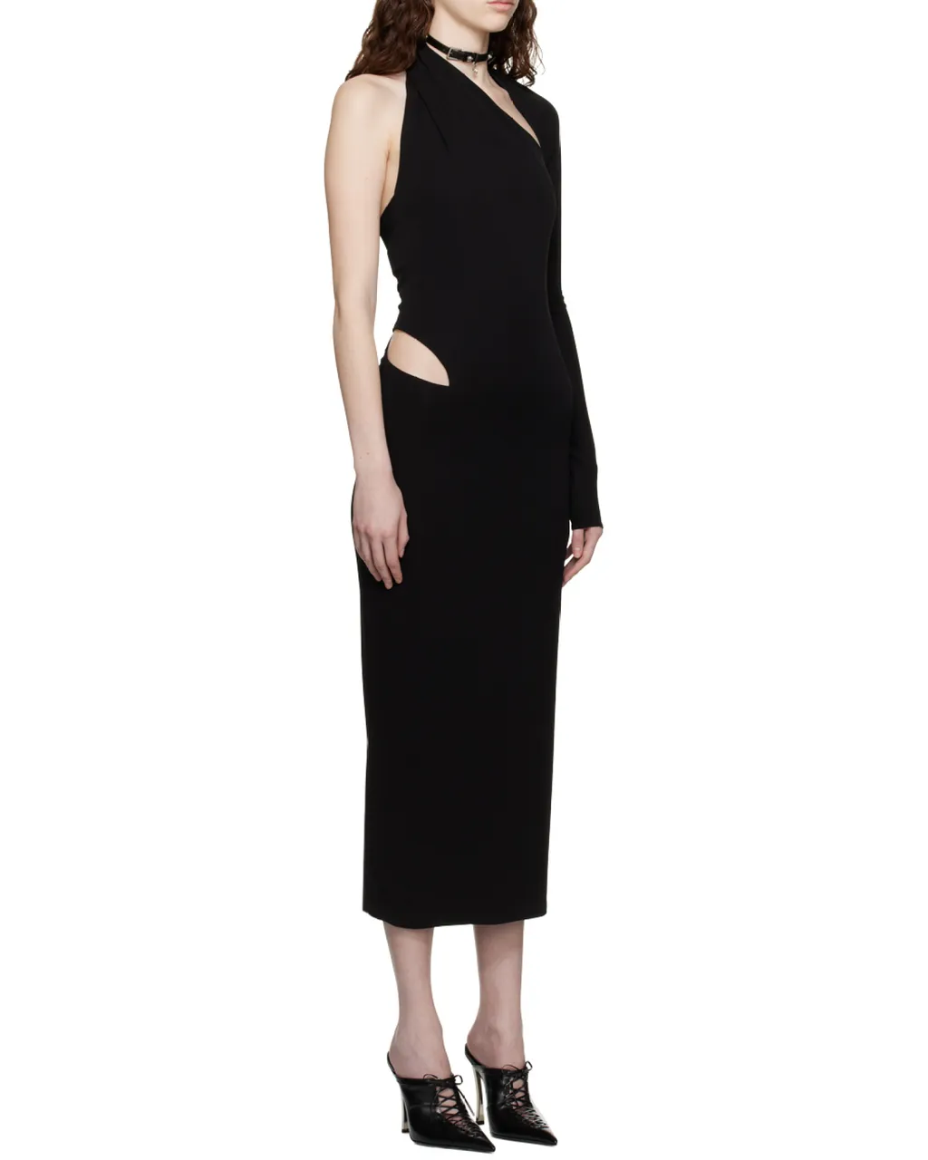 Versace One-Shoulder Cut Out Midi Dress