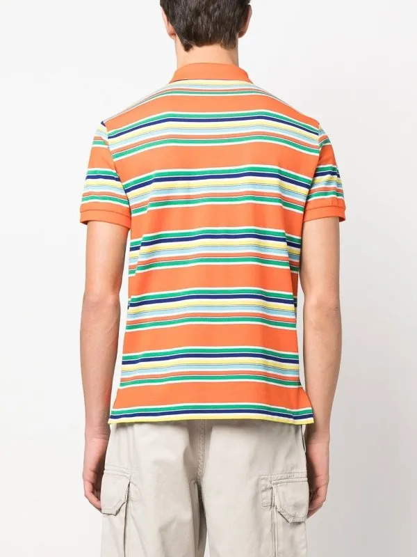 Stripe-Print Short-Sleeved Polo Shirt