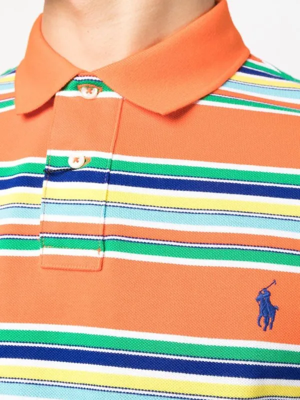 Stripe-Print Short-Sleeved Polo Shirt