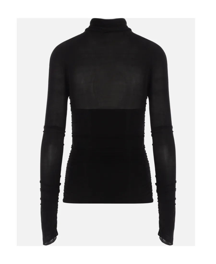 Semi-Sheer Roll-Neck T-Shirt