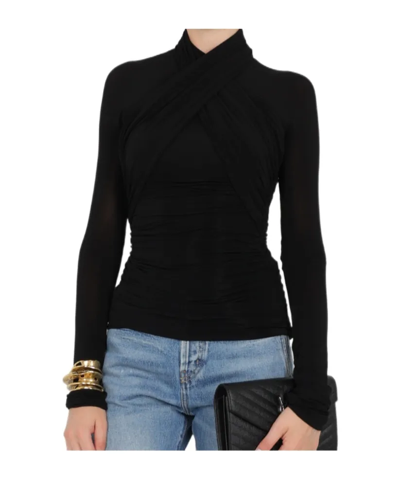 Semi-Sheer Roll-Neck T-Shirt