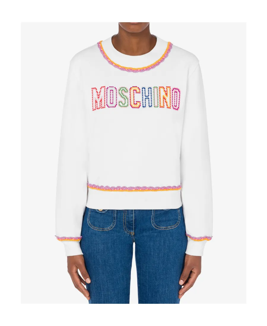 Macramé-Trim Cotton Sweatshirt