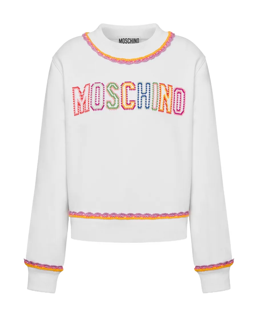 Macramé-Trim Cotton Sweatshirt