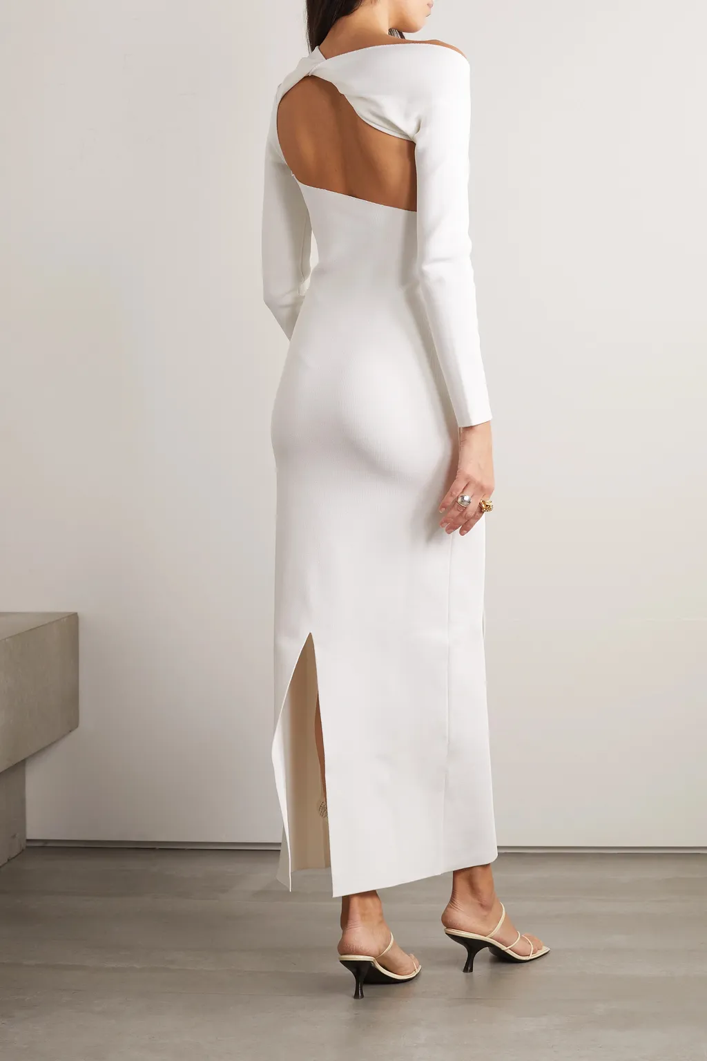 Cut Stretch Crepe Medium-Length Dress