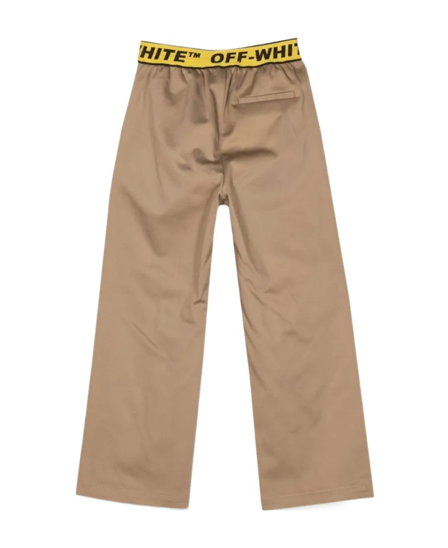 Off-White Kids Logo Waistband Straight Leg Pants