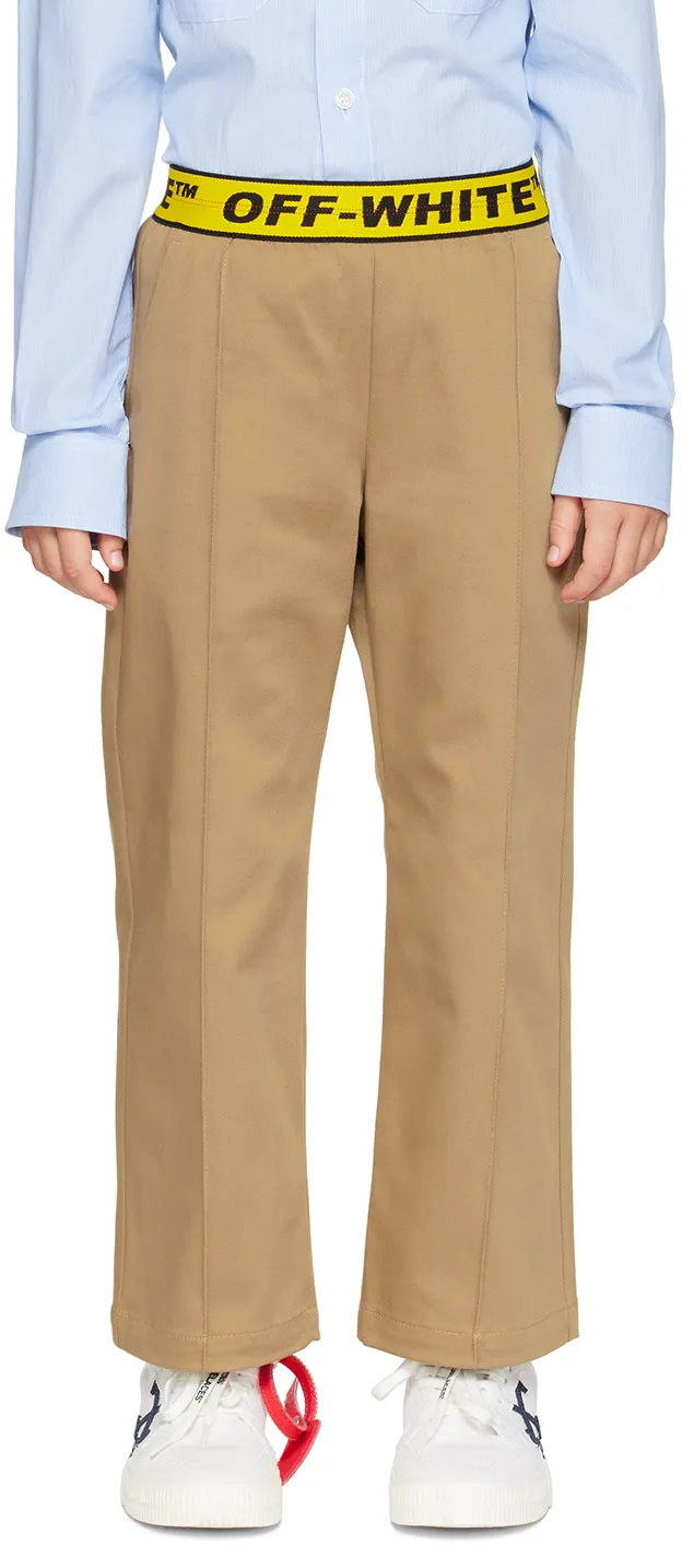 Off-White Kids Logo Waistband Straight Leg Pants