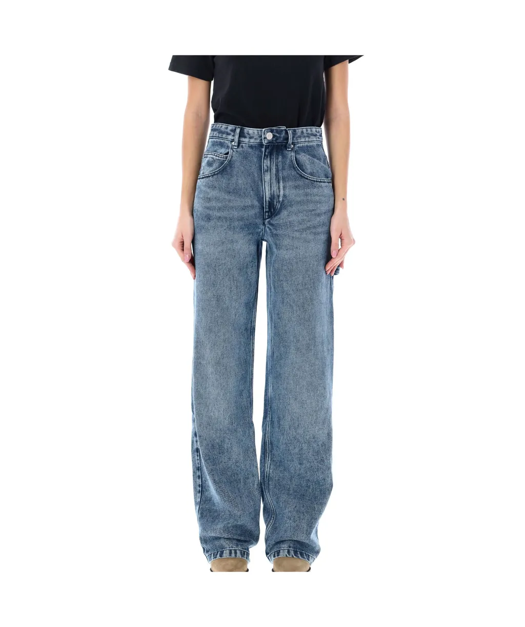 Isabel Marant Bymara Logo Patch Wide-Leg Jeans