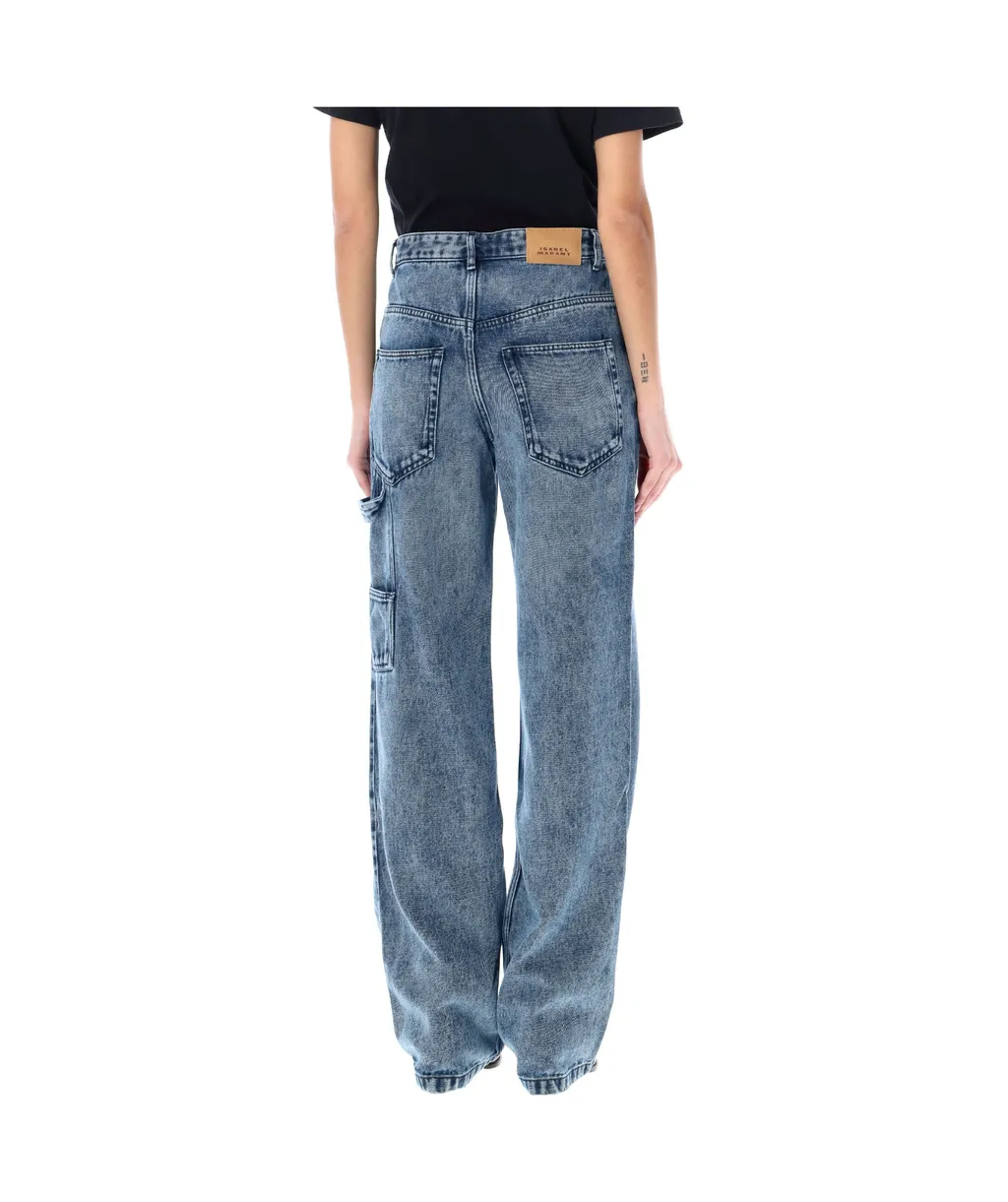 Isabel Marant Bymara Logo Patch Wide-Leg Jeans