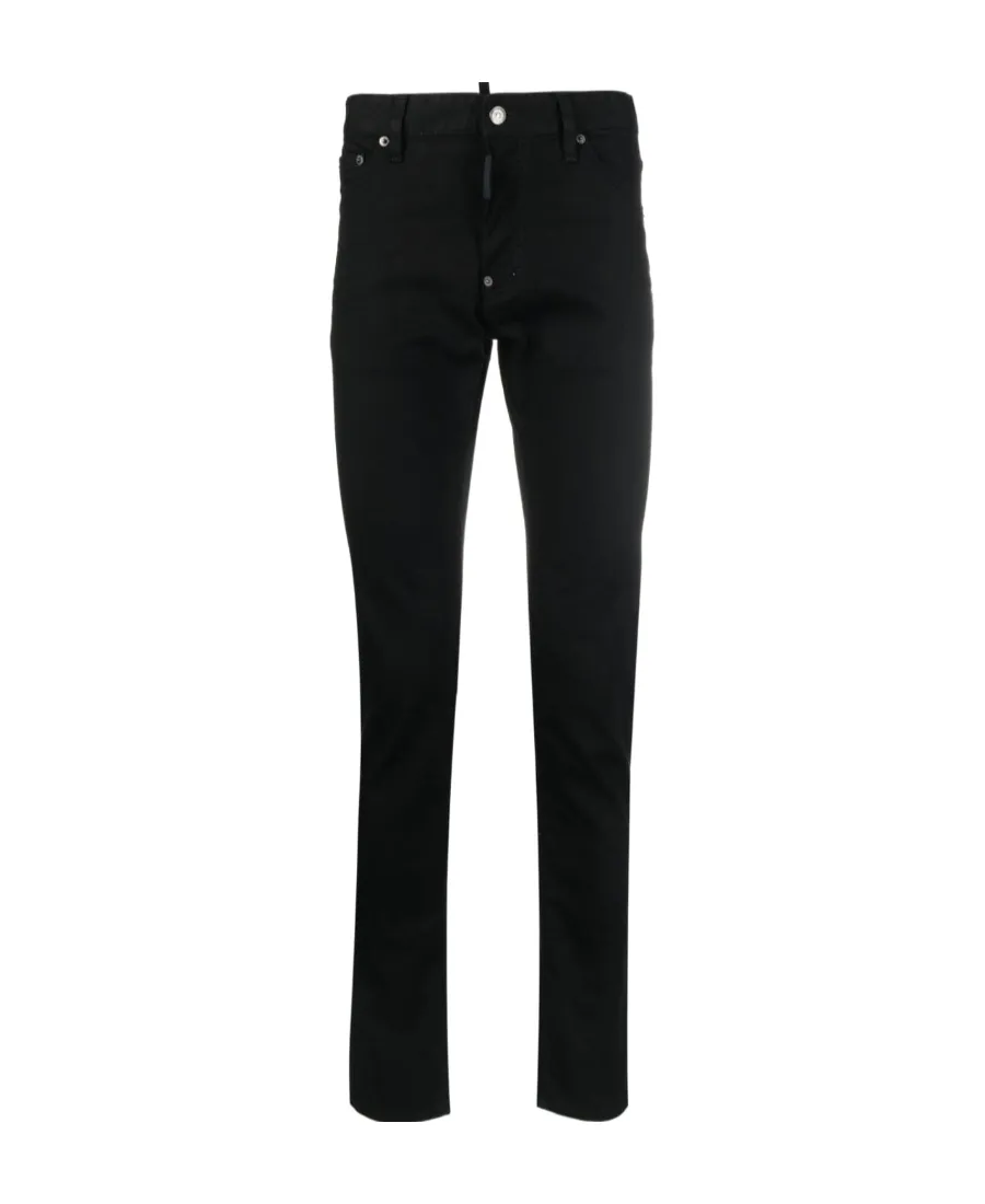 Dsquared2 Logo Patch Straight Leg Slim-Cut Jeans