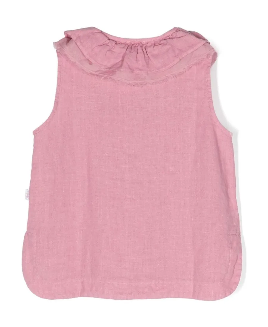 Il Gufo Peter Pan Collar Fringed Sleeveless Blouse