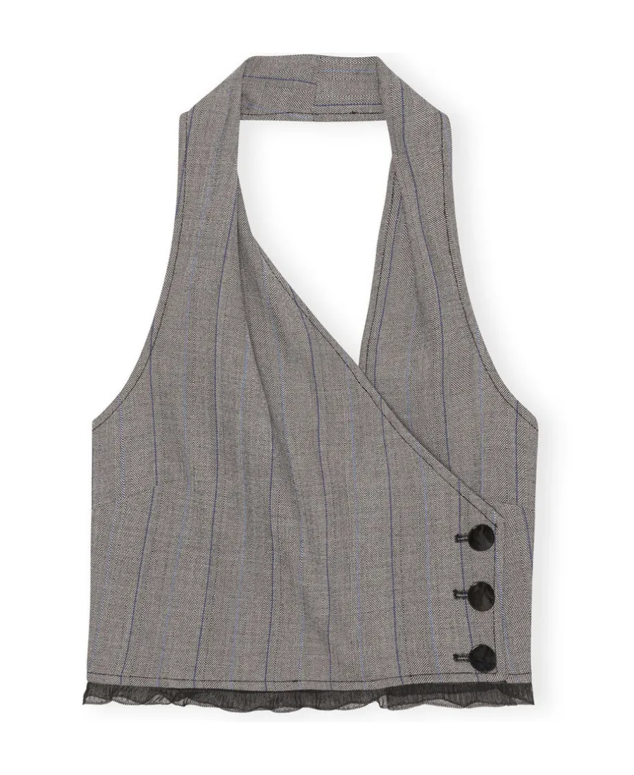 Grey Herringbone Suiting Vest