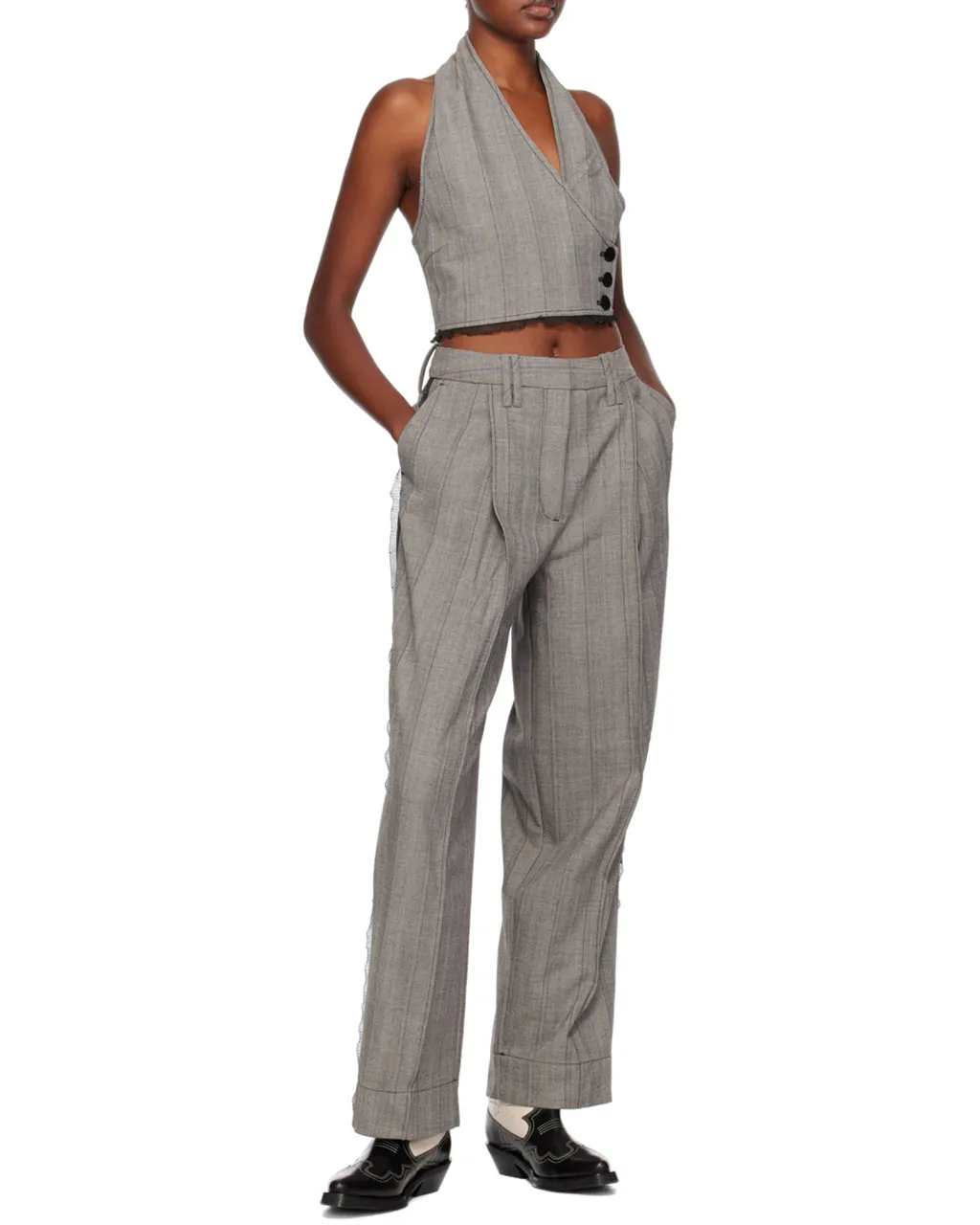 Grey Herringbone Suiting Vest