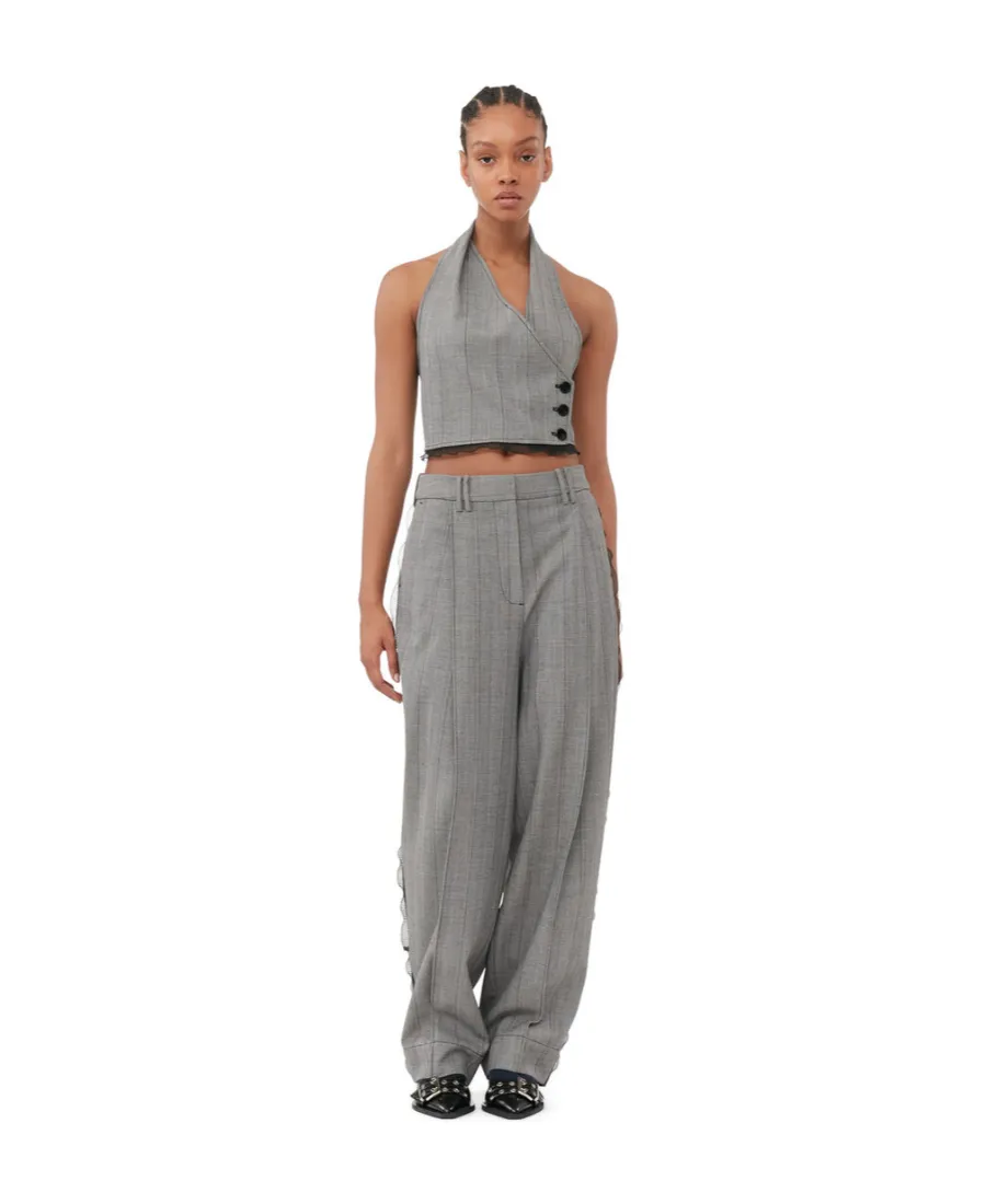Grey Herringbone Suiting Vest