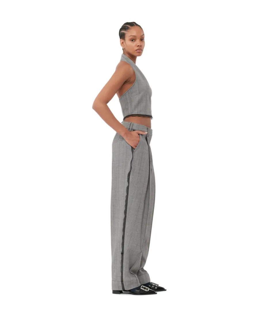 Grey Herringbone Suiting Vest
