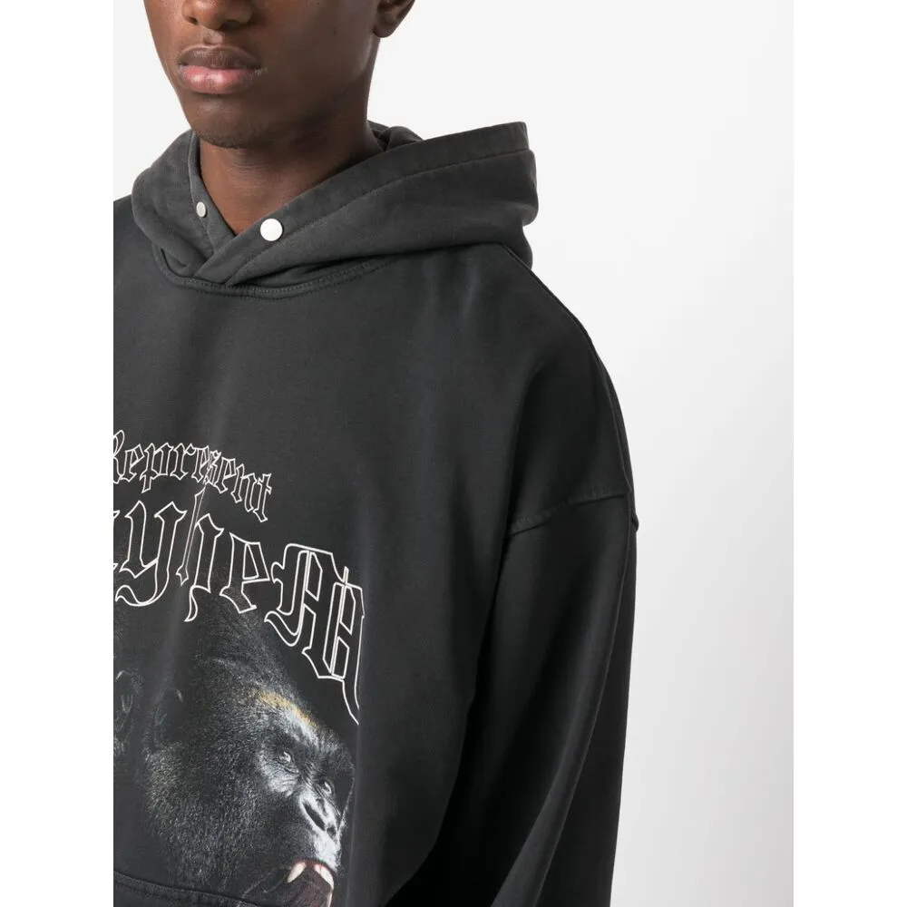 Blackletter-Print Cotton Hoodie