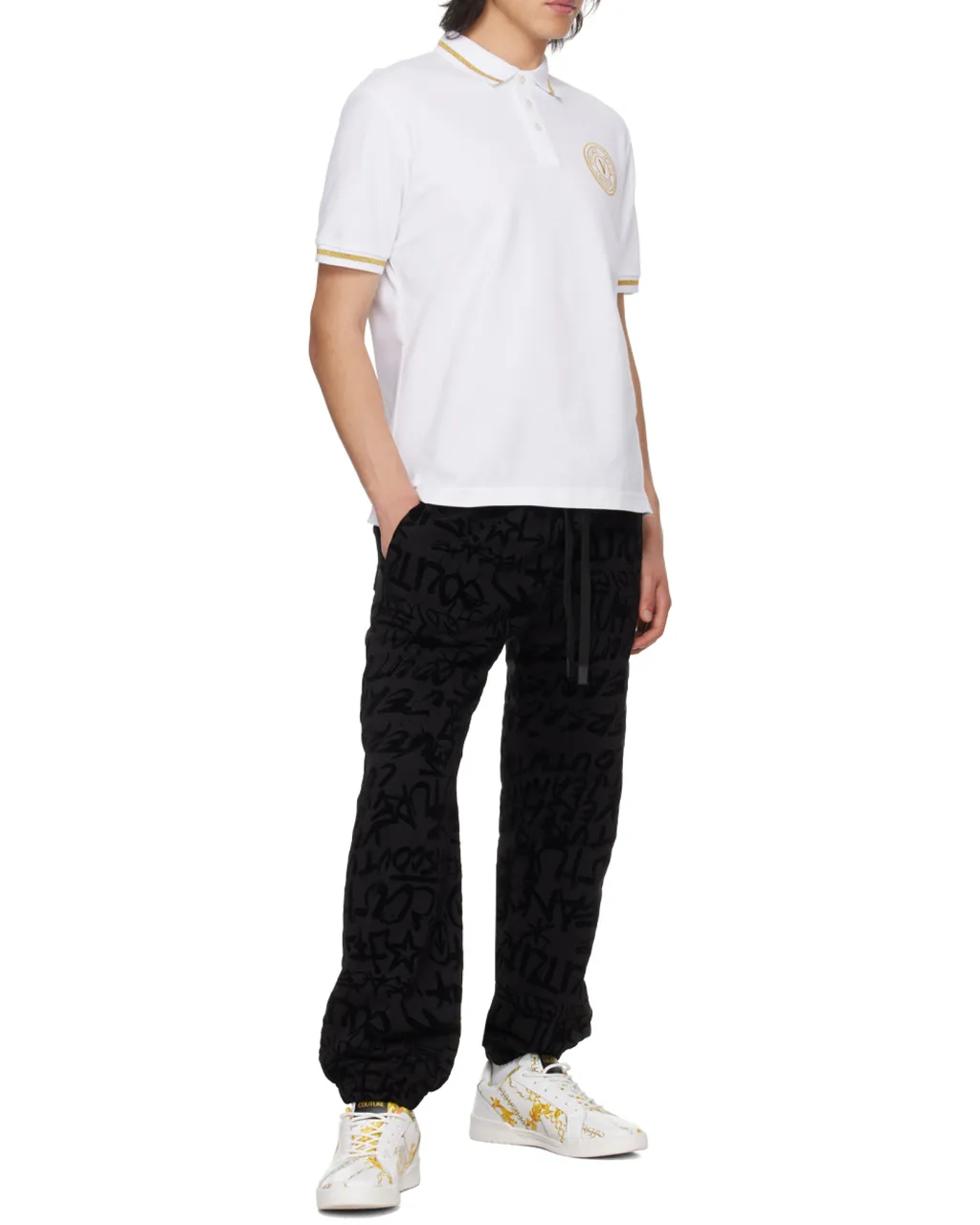 Versace Jeans Couture Logo-Embroidered Short-Sleeved Polo Shirt