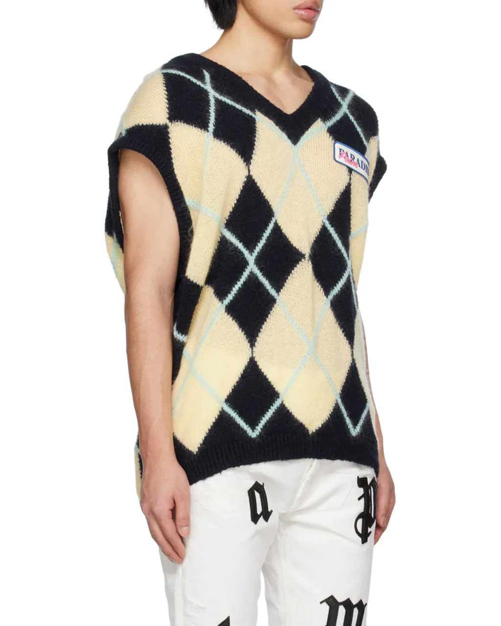 Logo-Patch Argyle Knitted Vest