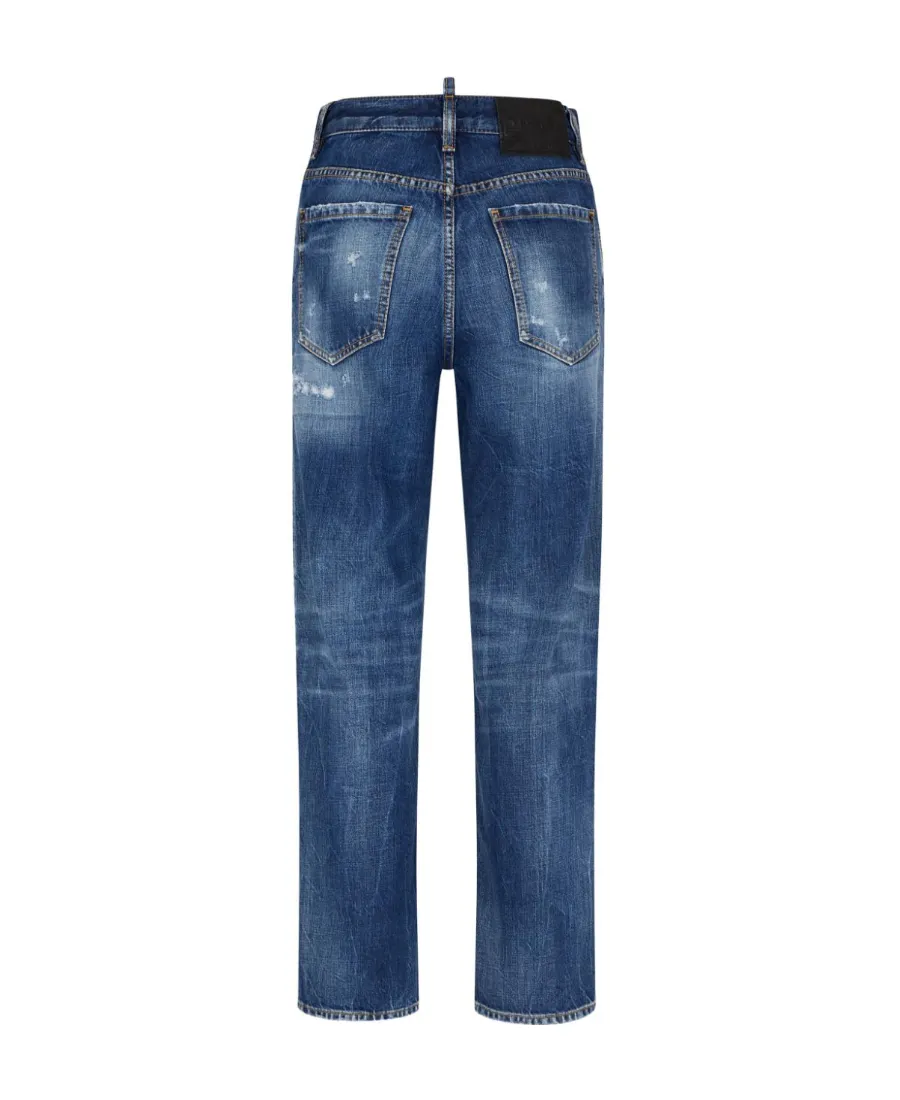 Dsquared2 Distressed Straight-Leg Boston Jeans