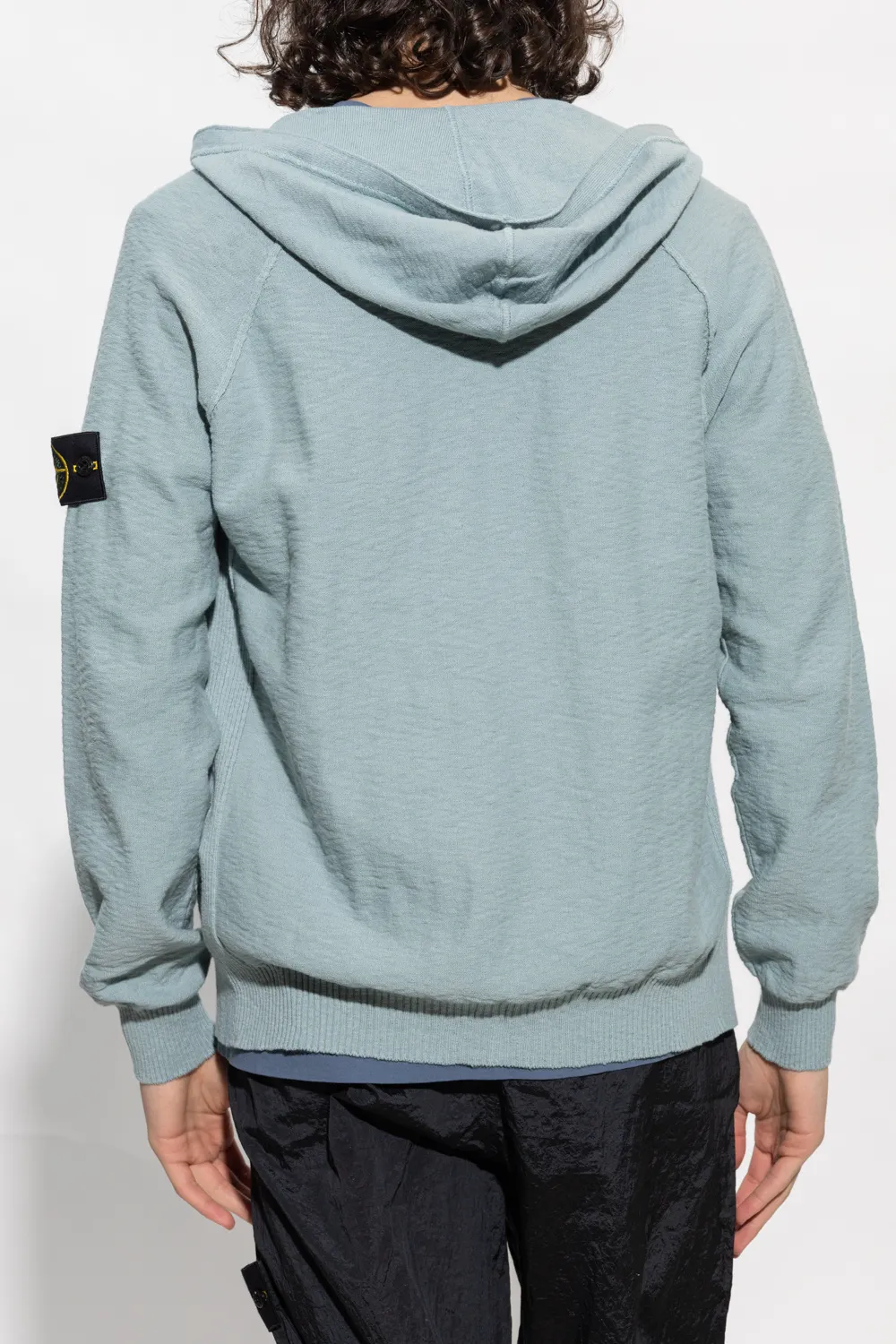 Logo Patch Slub Zip-Up Hoodie