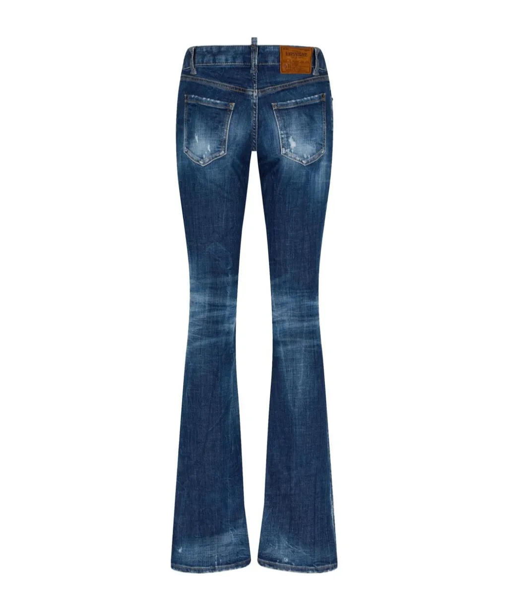 Dsquared2 Logo-Patch Distressed Bootcut Jeans