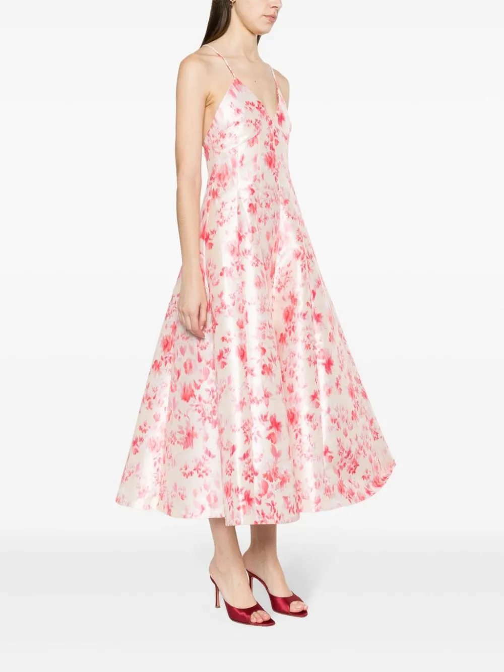 Floral Printed Horn-Shaped Medium-Length Dress