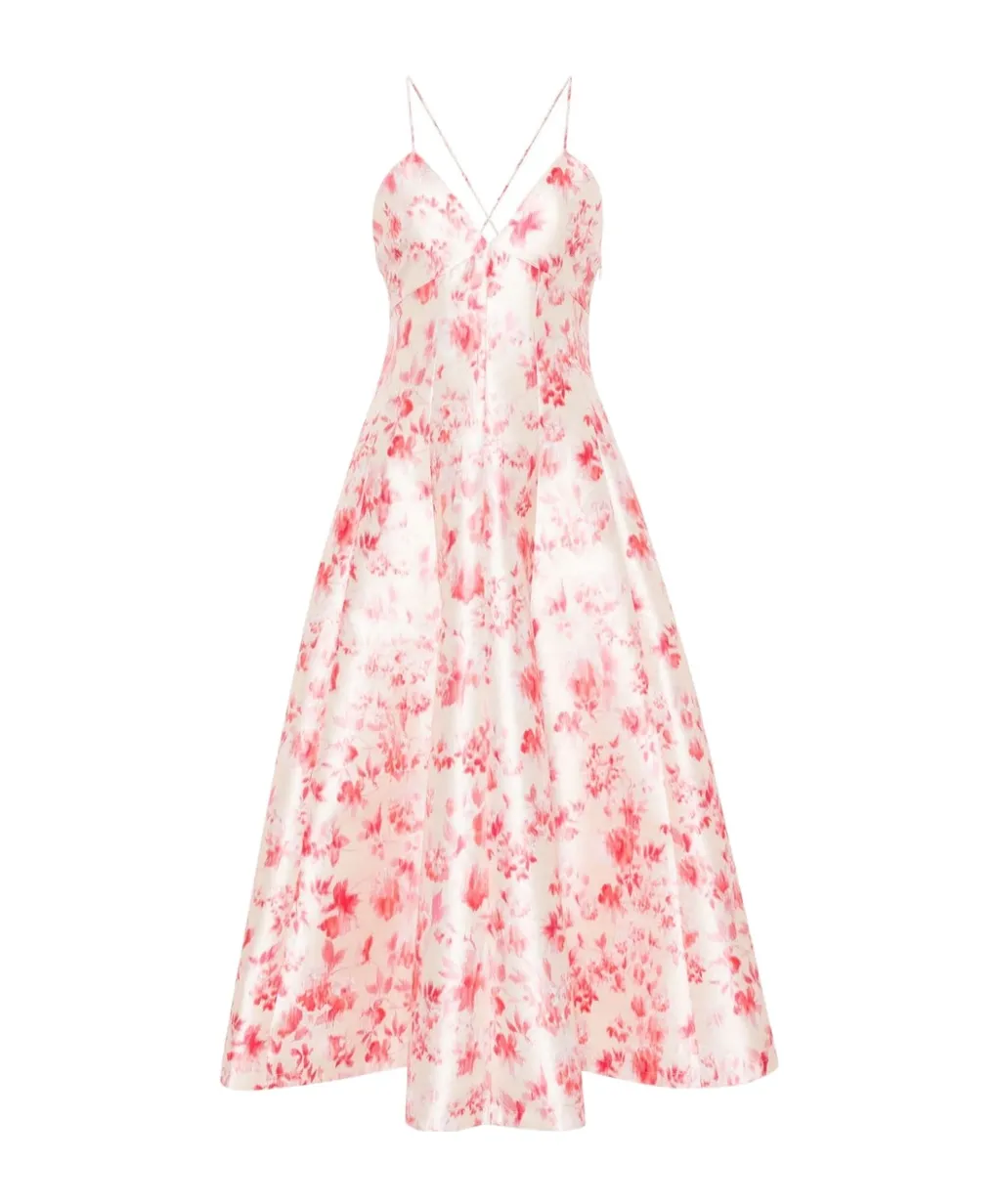 Floral Printed Horn-Shaped Medium-Length Dress