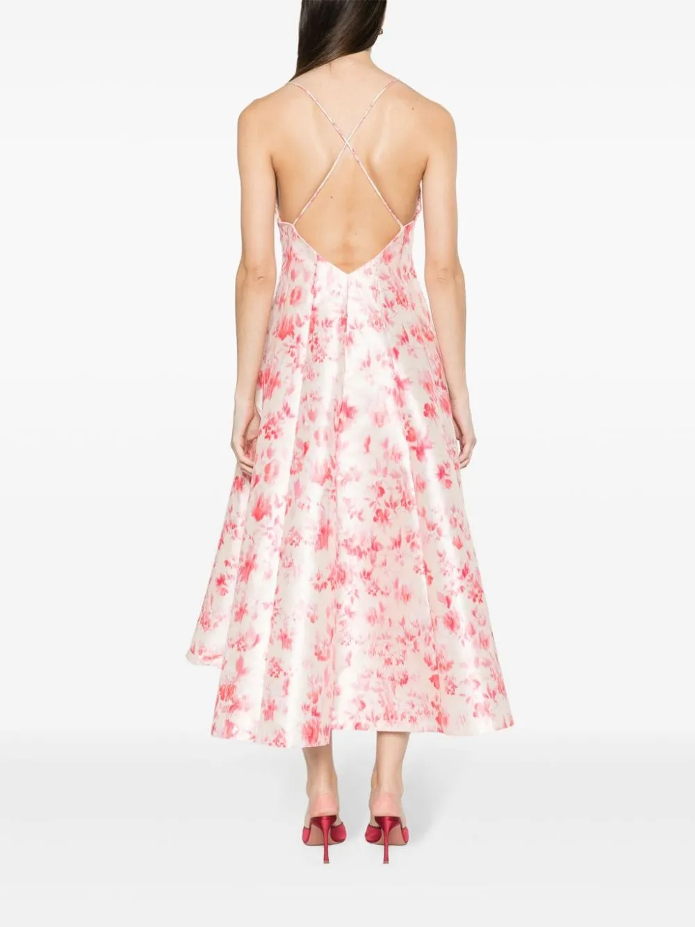 Floral Printed Horn-Shaped Medium-Length Dress