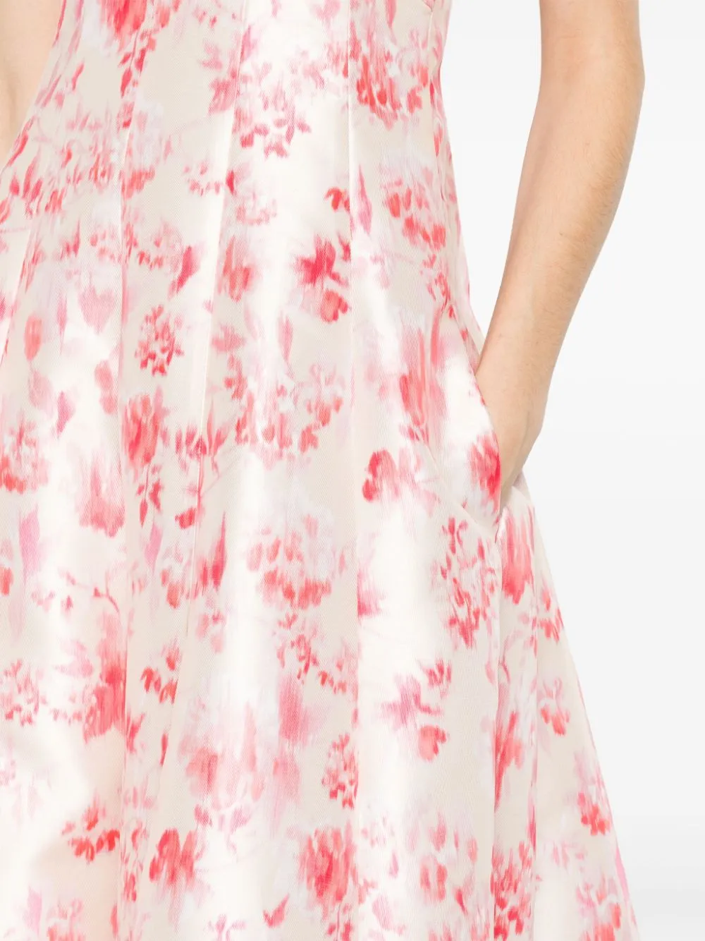 Floral Printed Horn-Shaped Medium-Length Dress