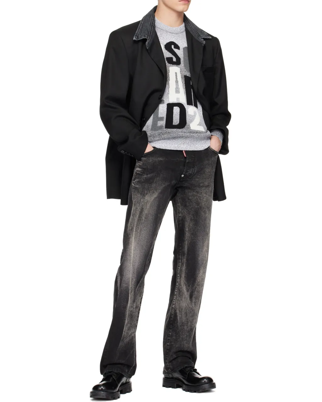 Dsquared2 Straight-Leg Logo Patch Jeans