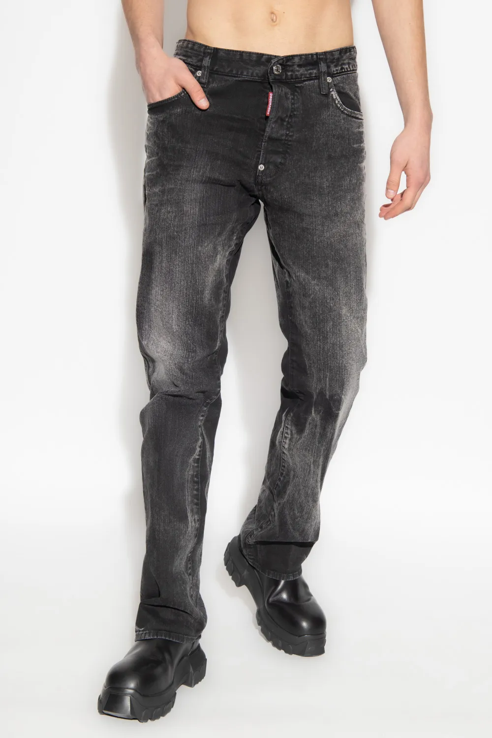 Dsquared2 Straight-Leg Logo Patch Jeans