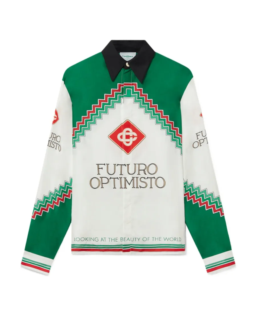 Graphic-Print Silk Shirt