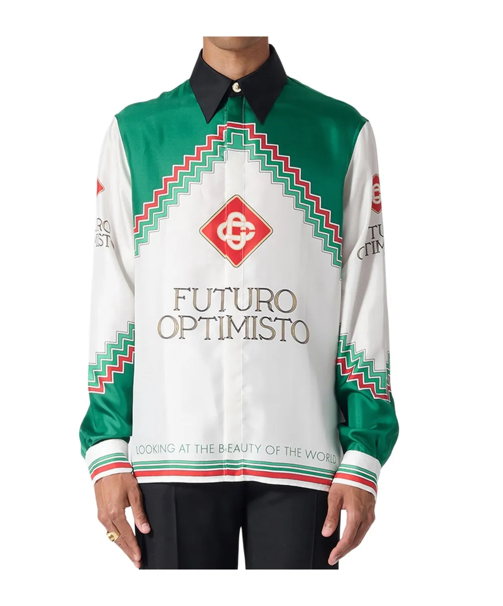 Graphic-Print Silk Shirt