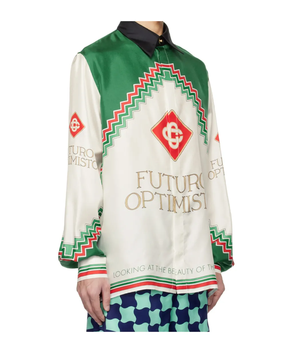 Graphic-Print Silk Shirt