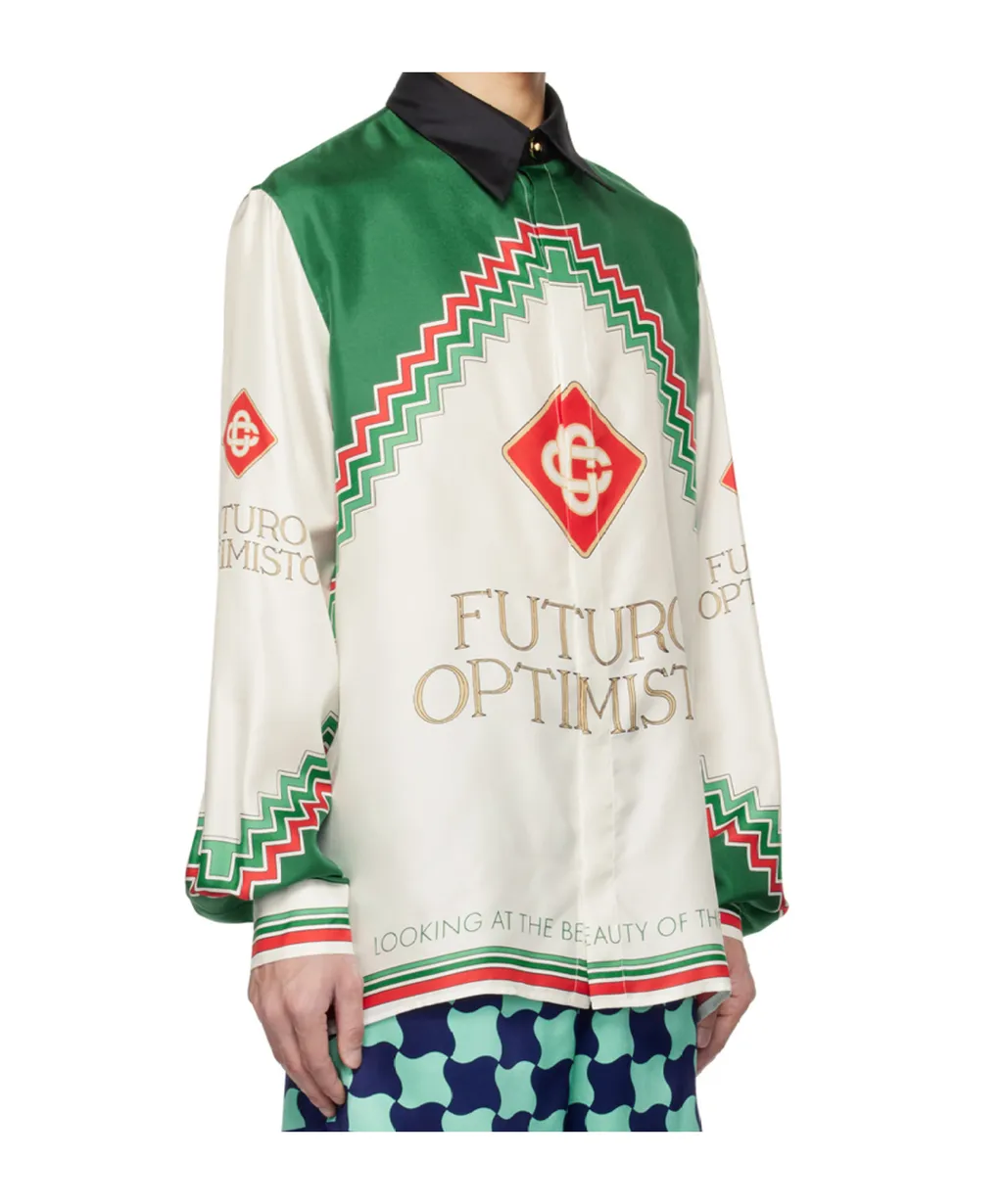 Graphic-Print Silk Shirt