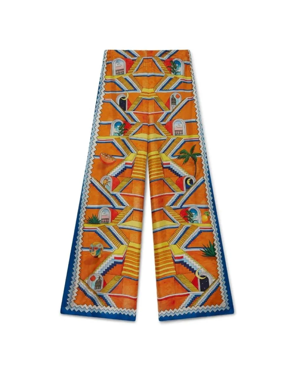 Casablanca Graphic-Printed High-Waist Wide-Leg Trousers