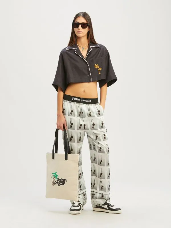 Palm Angels Logo Printed Open Top Tote Bag