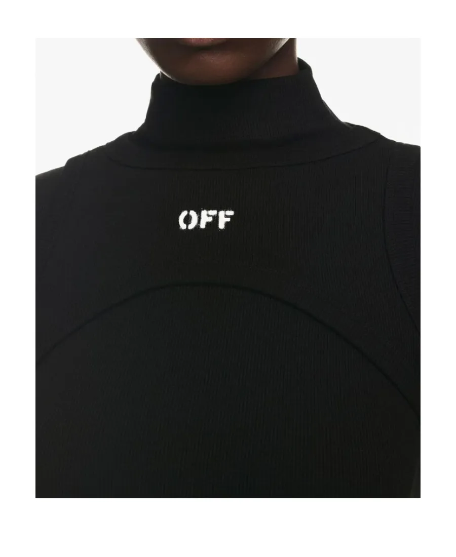 Off-White Logo Printed Long-Sleeved Dress