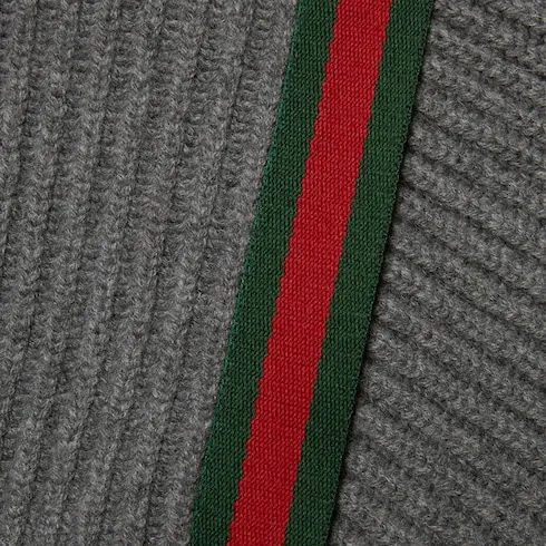 Gucci Web Striped Drawstring Knit Hoodie