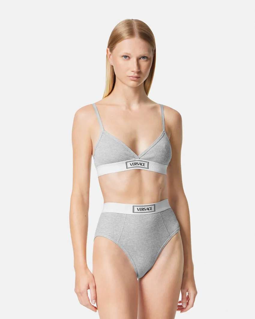 Versace Logo-Patch V-Neck Bra