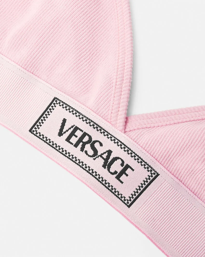 Versace Logo-Patch V-Neck Bra