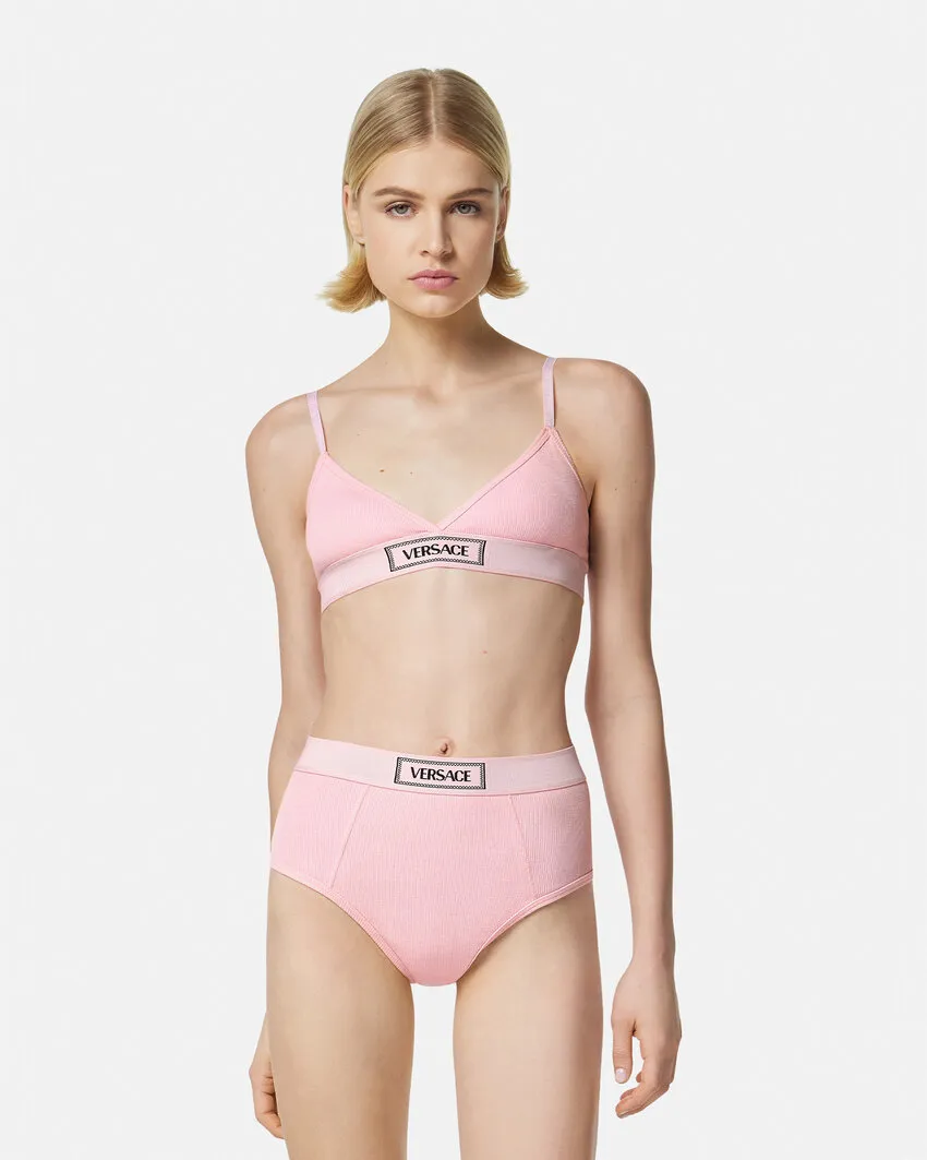 Versace Logo-Patch V-Neck Bra