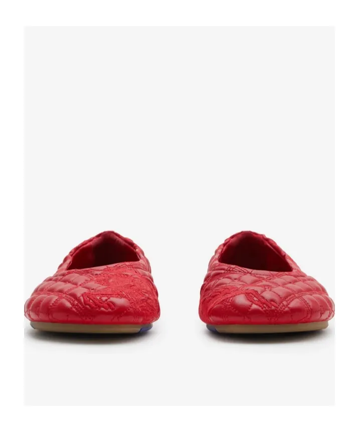 Burberry Ekd Embroidered Quilted Ballerina Shoes
