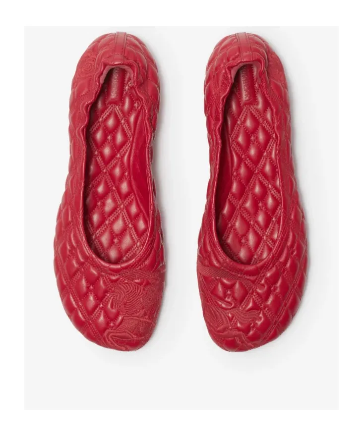 Burberry Ekd Embroidered Quilted Ballerina Shoes