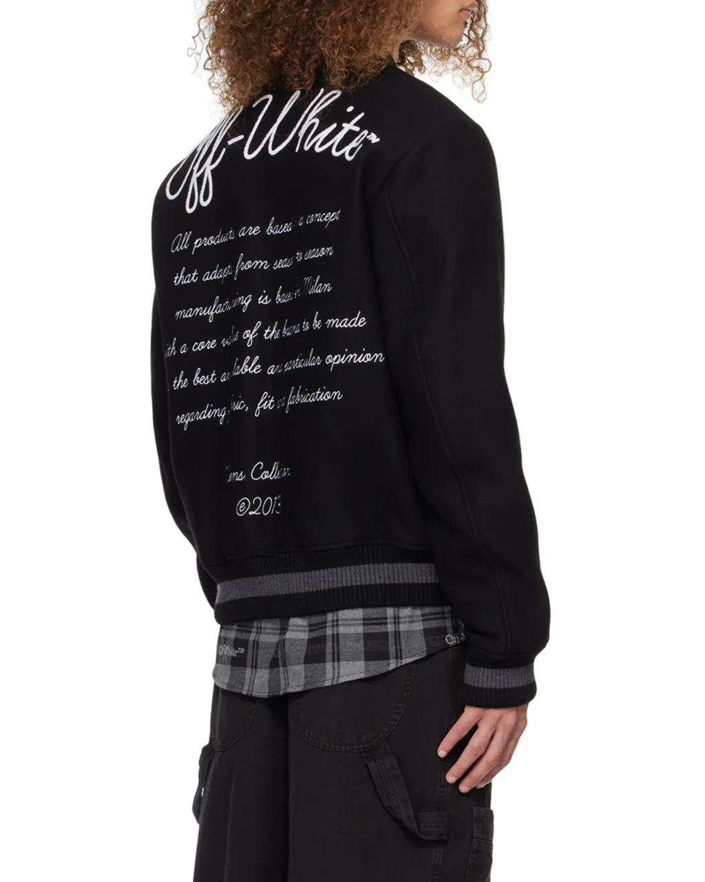 Off-White Buttoned Long-Sleeved Bomber Jacket