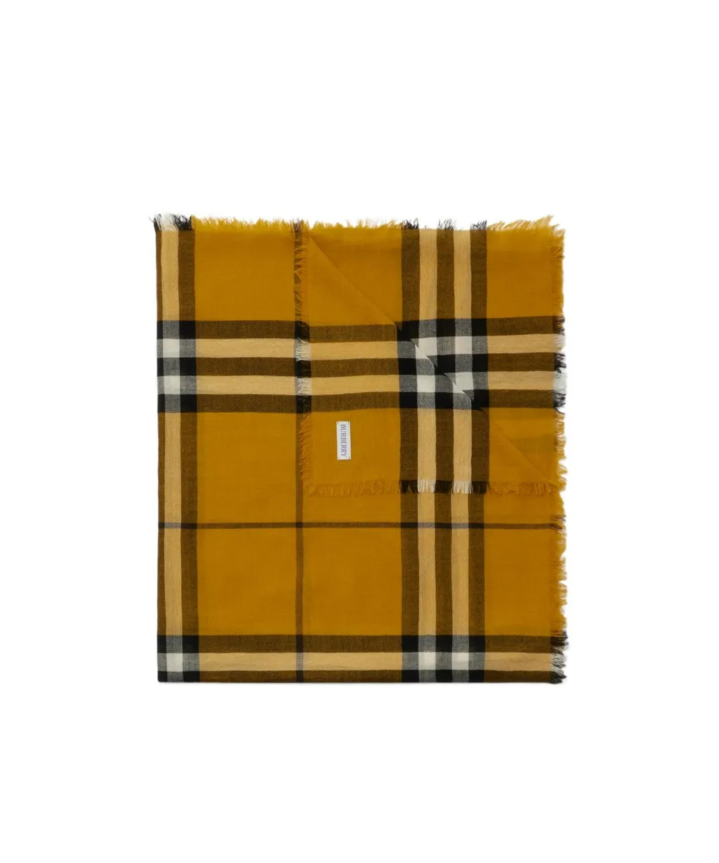 Burberry Checked Frayed-Edge Scarf